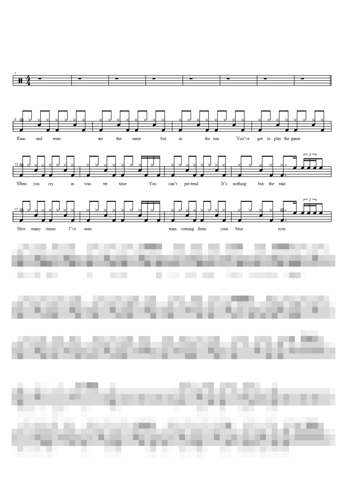 Rain And Tears Sheet Music Preview