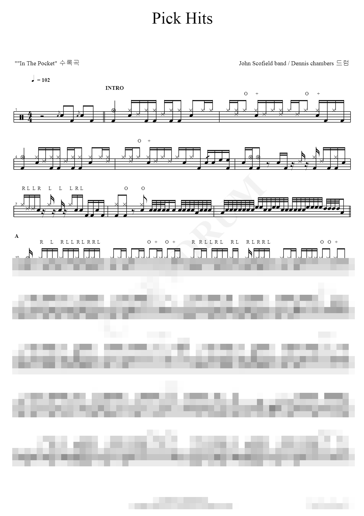pick hits Sheet Music Preview