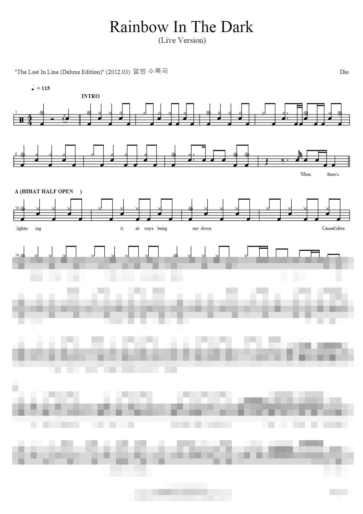 Rainbow In The Dark (Live) Sheet Music Preview