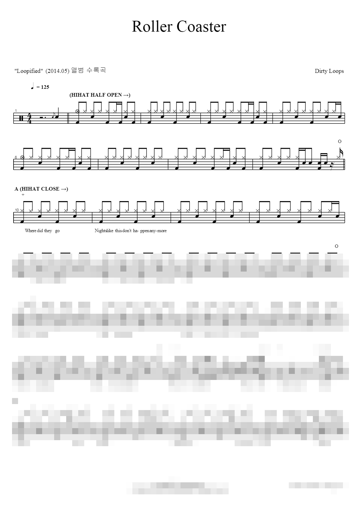 Roller Coaster Sheet Music Preview