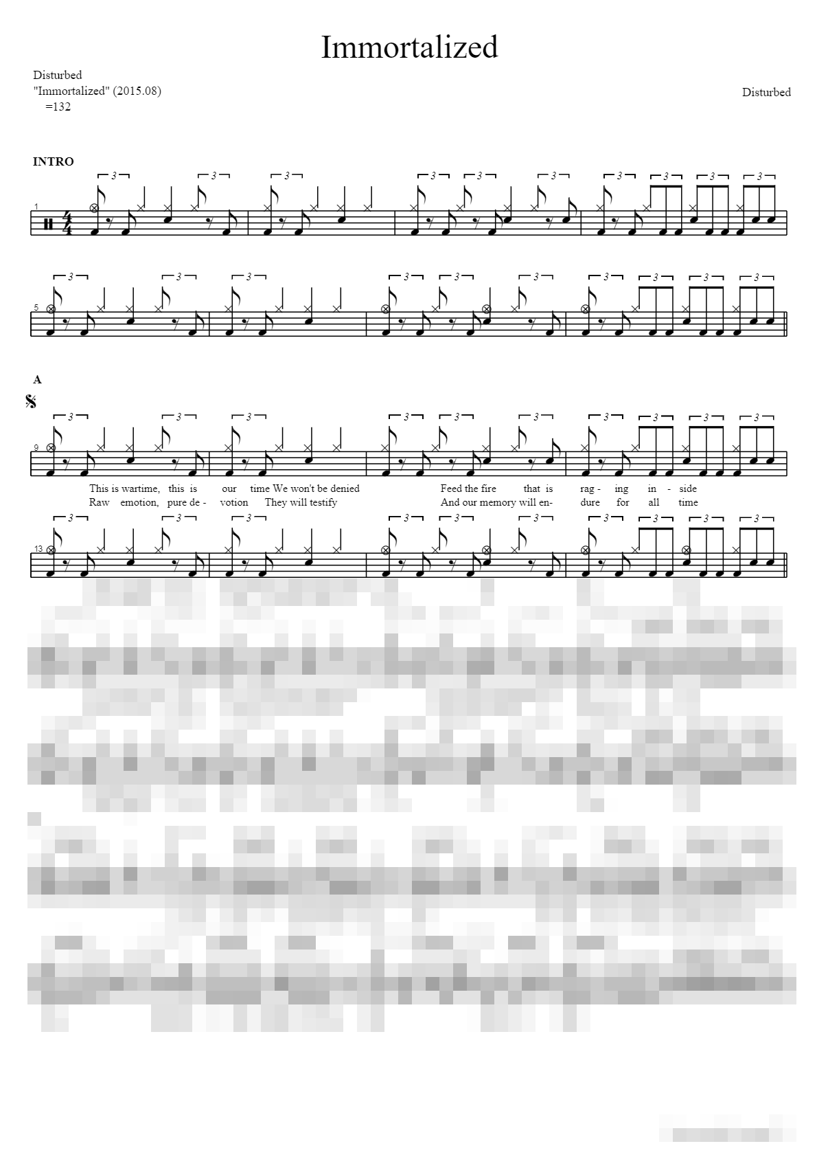Immortalized Sheet Music Preview