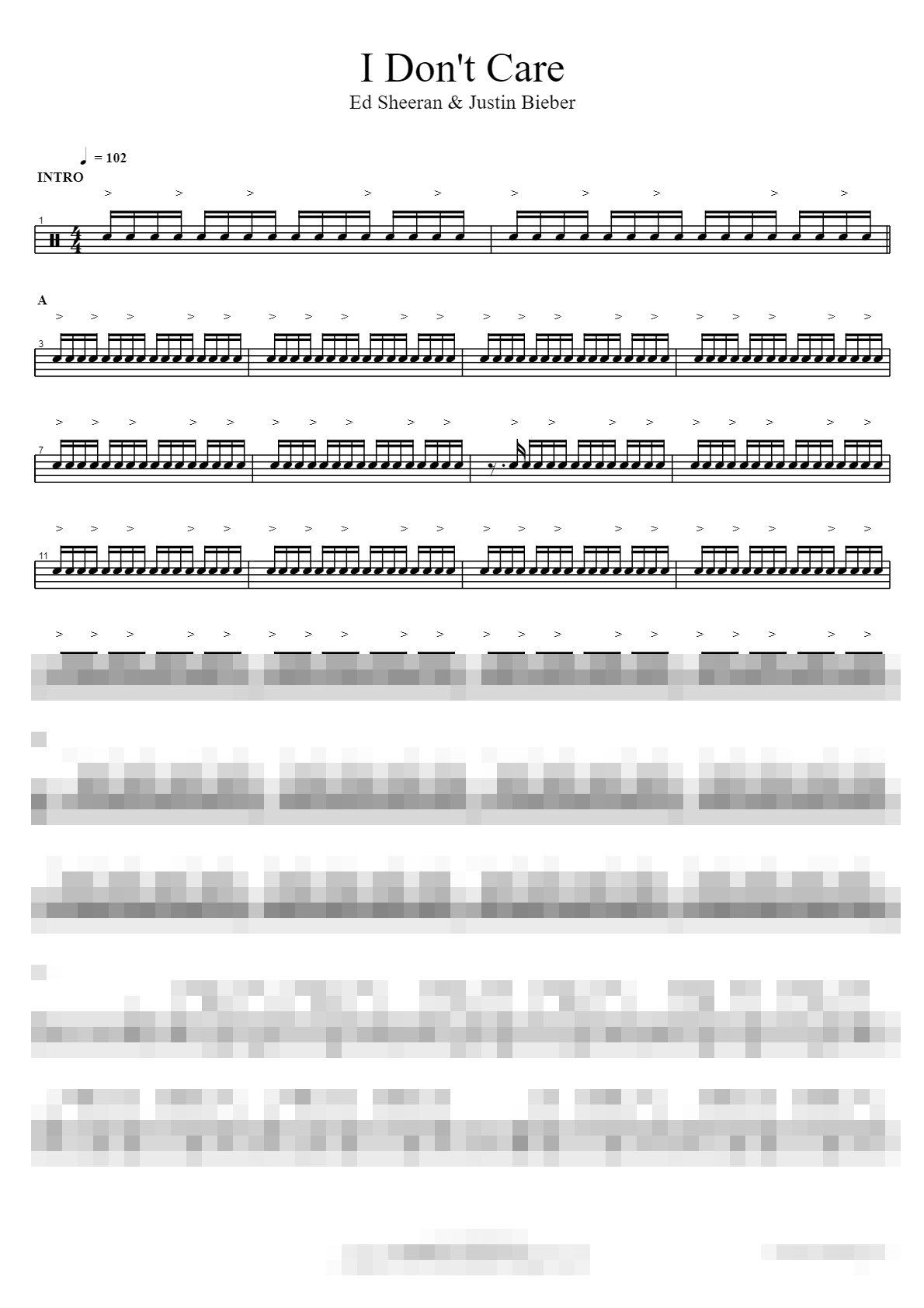 I Don't Care Sheet Music Preview