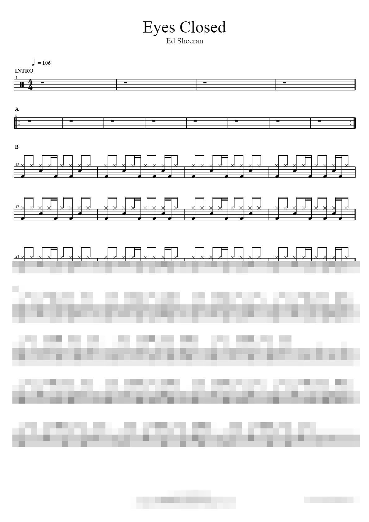 Eyes Closed Sheet Music Preview