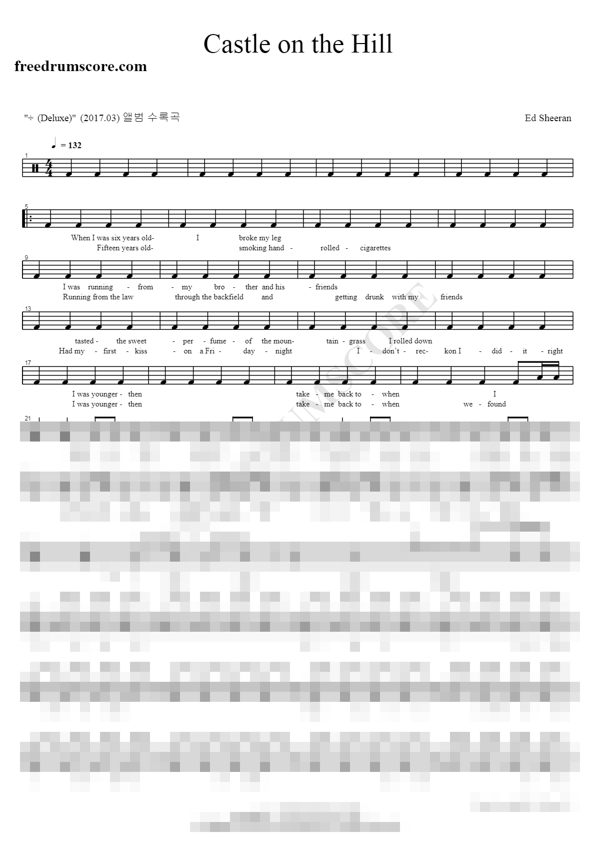 Castle on the Hill Sheet Music Preview