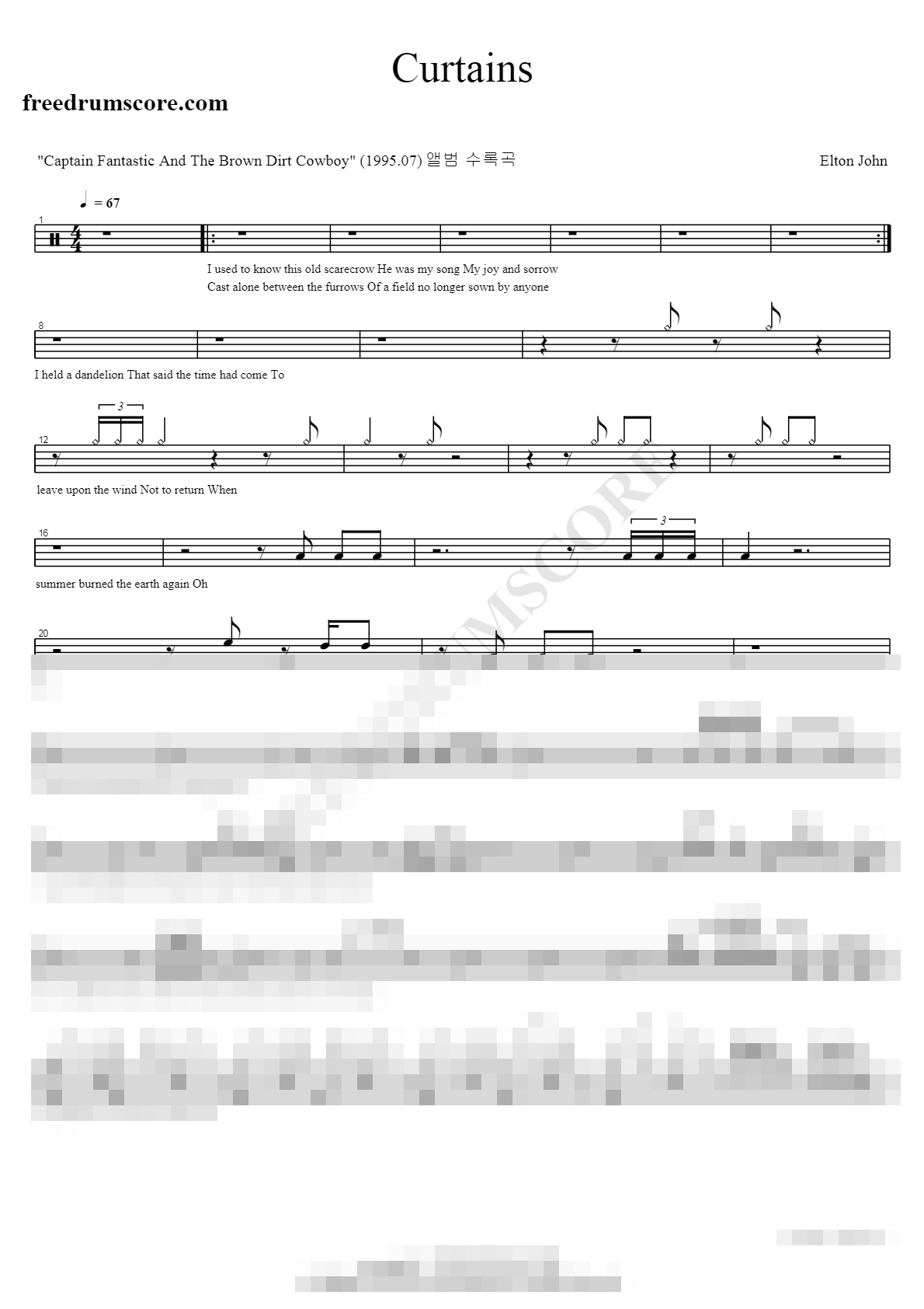 Curtains Sheet Music Preview