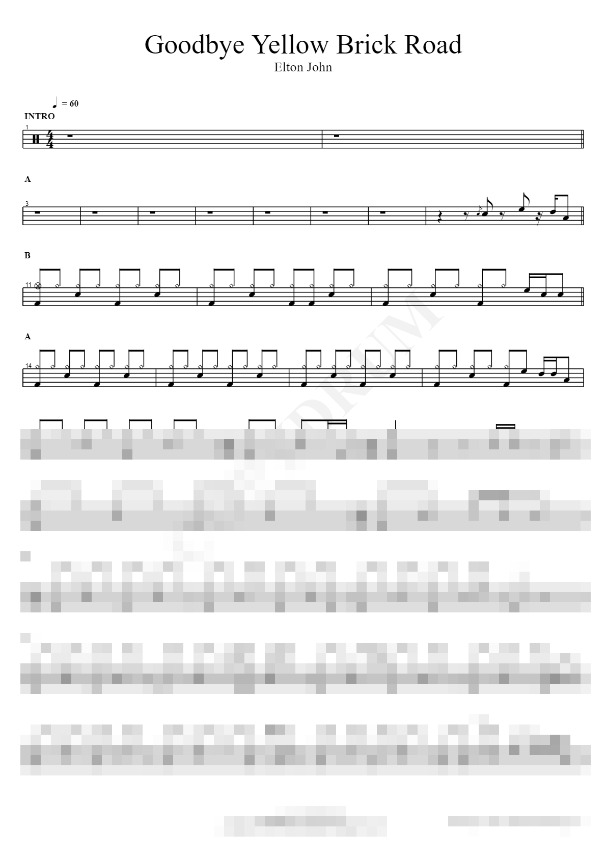 Goodbye Yellow Brick Road Sheet Music Preview