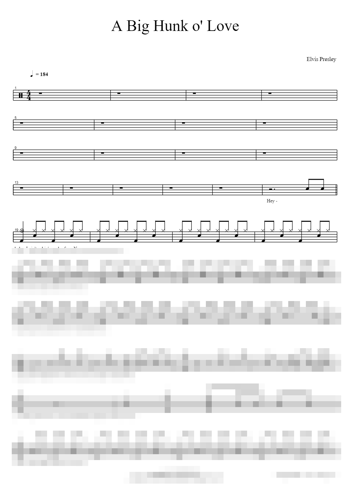 A Big Hunk o' Love Sheet Music Preview