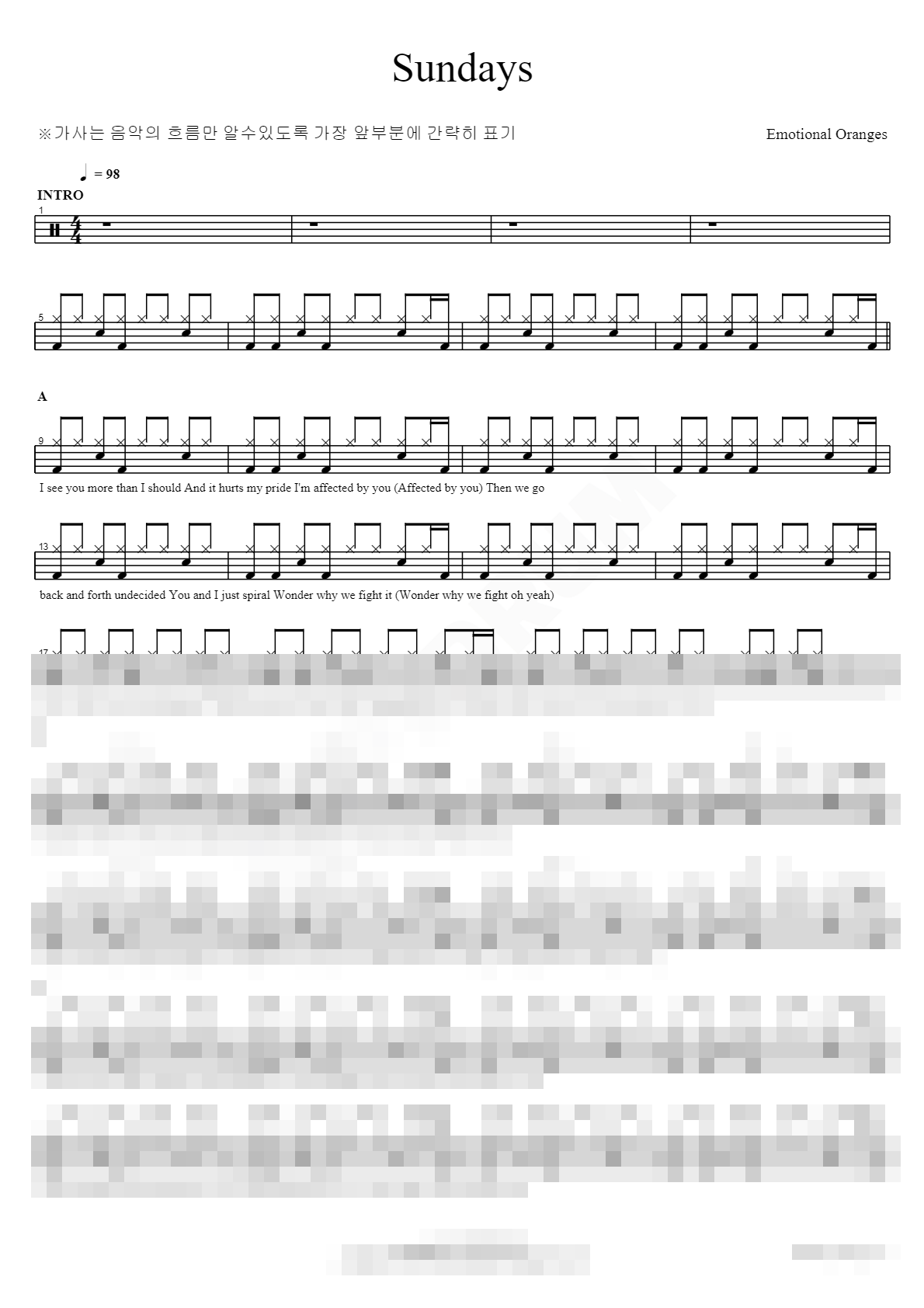 Sundays Sheet Music Preview