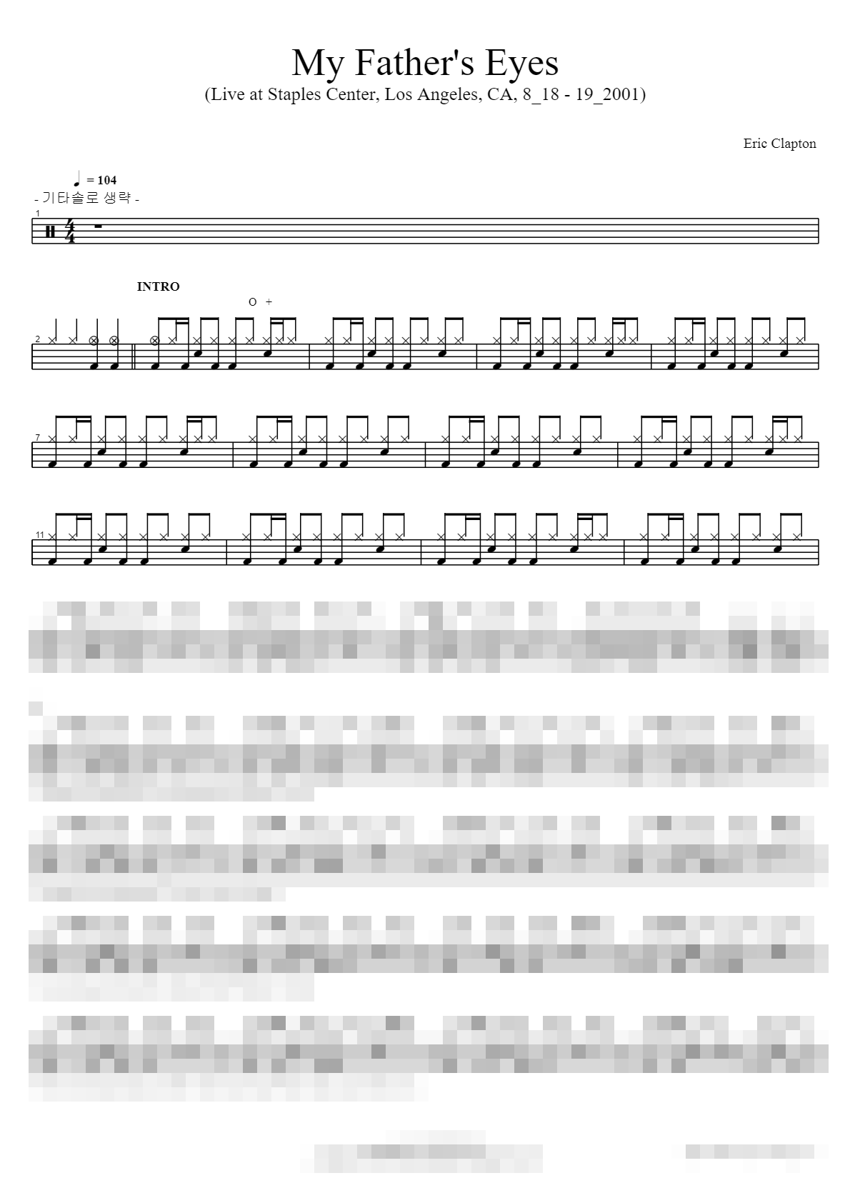 My Father's Eyes (Live at Staples Center, Los Angeles, CA, 8_18 - 19_2001) Sheet Music Preview