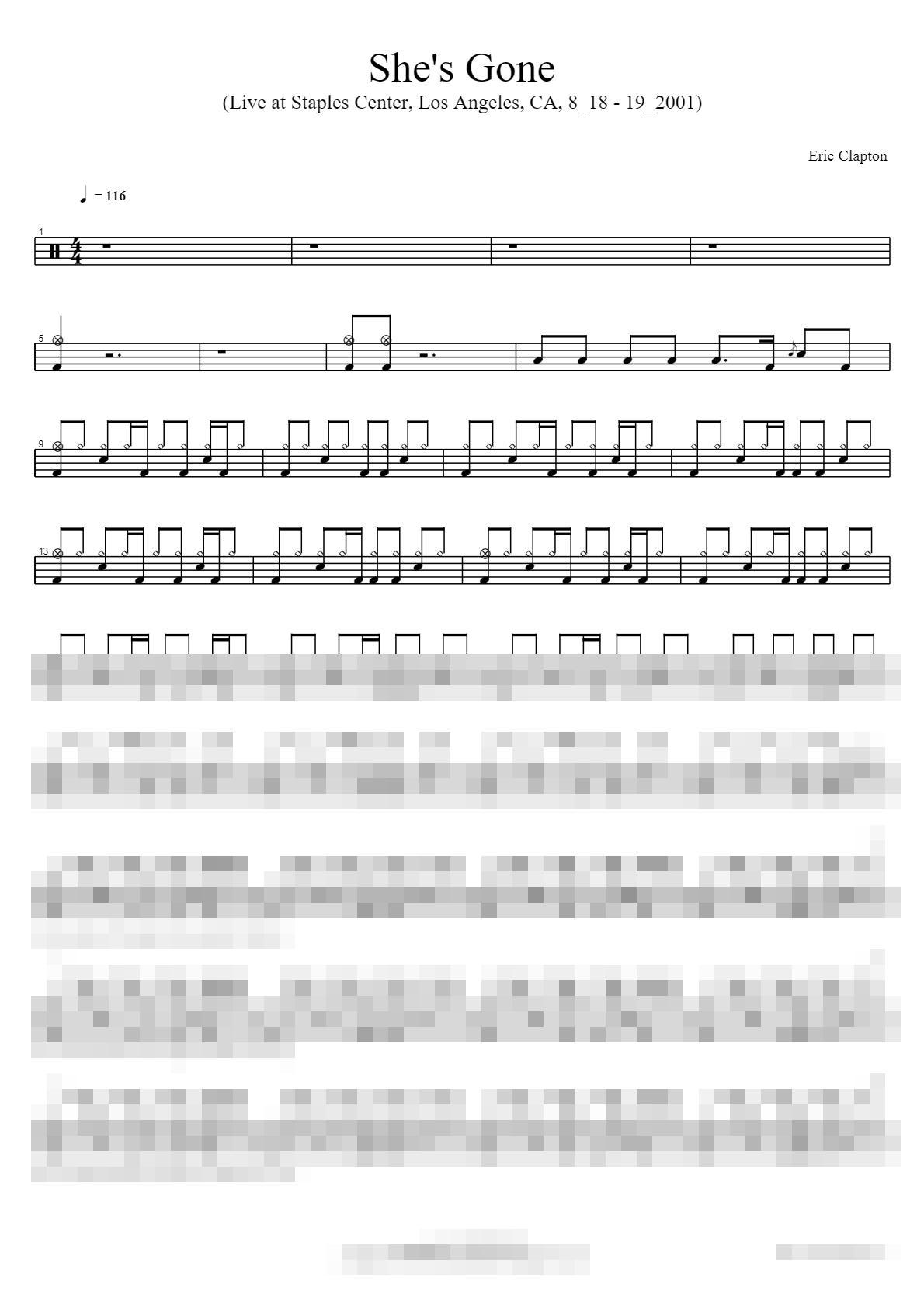 She's Gone (Live at Staples Center, Los Angeles, CA, 8_18 - 19_2001) Sheet Music Preview