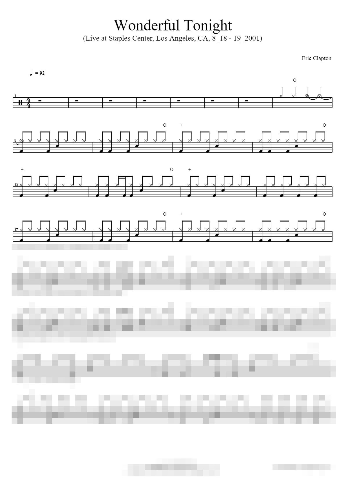 Wonderful Tonight (Live at Staples Center, Los Angeles, CA, 8_18 - 19_2001) Sheet Music Preview