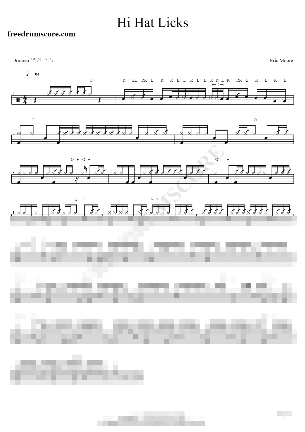 Hi Hat Licks Sheet Music Preview