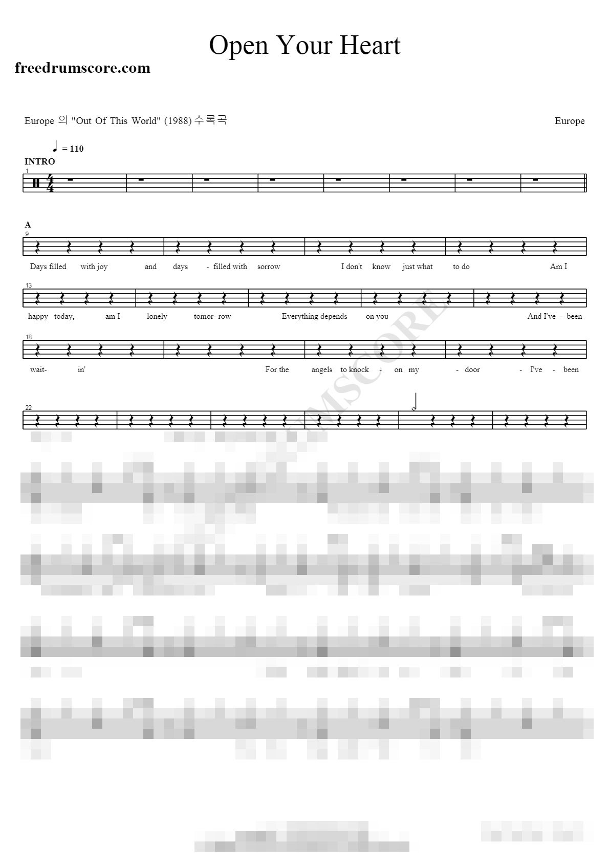 Open Your Heart Sheet Music Preview