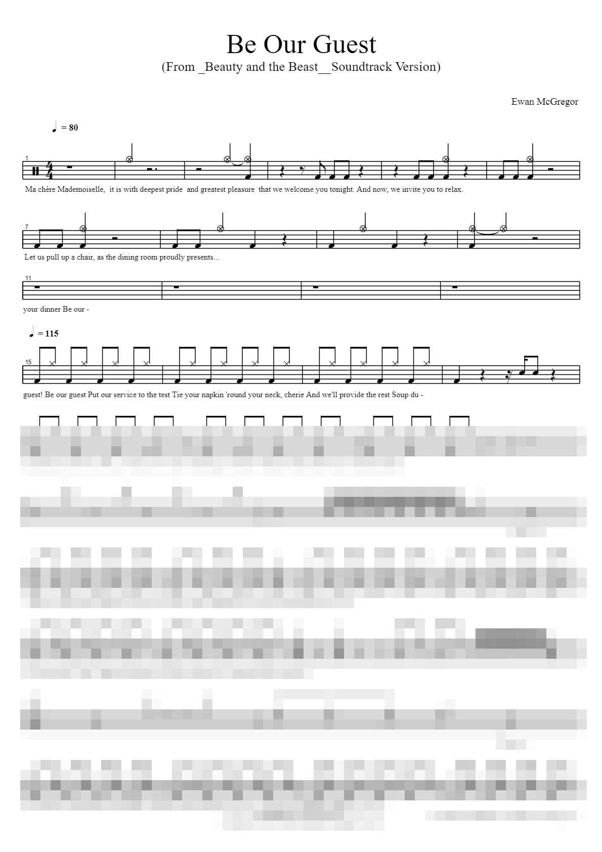 Be Our Guest (From _Beauty and the Beast__Soundtrack Version) Sheet Music Preview