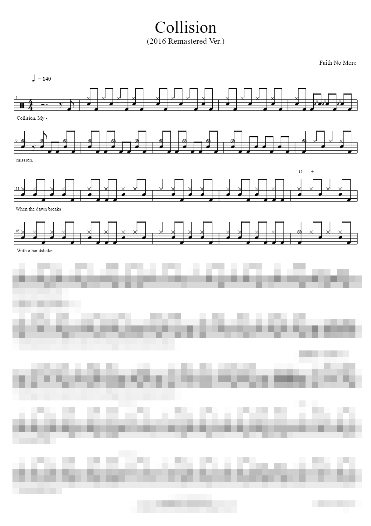 Collision (2016 Remastered Ver.) Sheet Music Preview