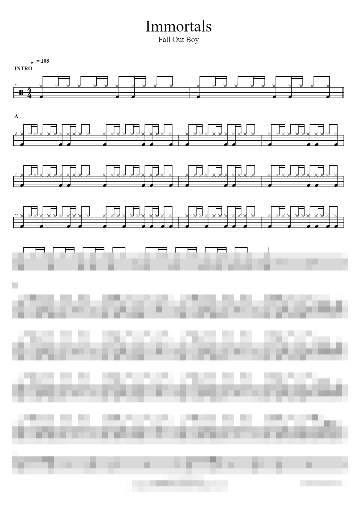 Immortals Sheet Music Preview