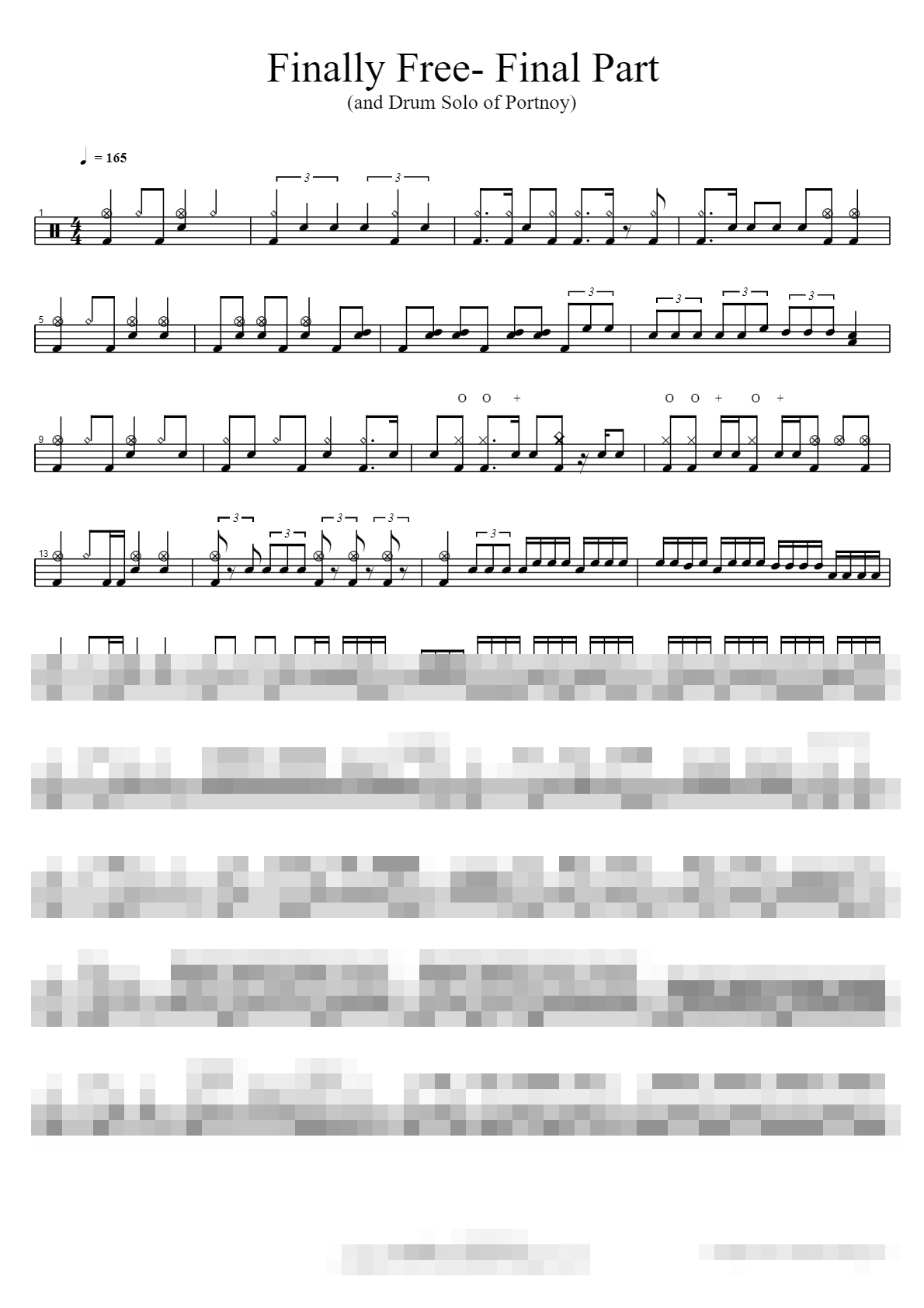 Final Part (and Drum Solo of Portnoy) Sheet Music Preview