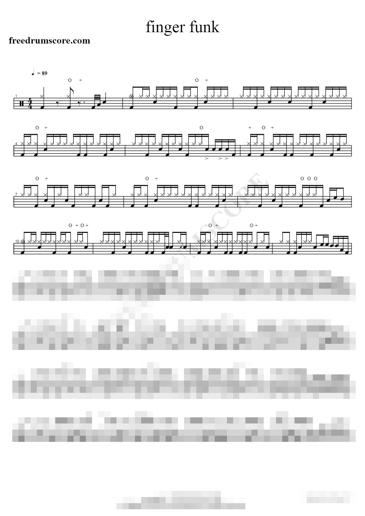 finger funk Sheet Music Preview