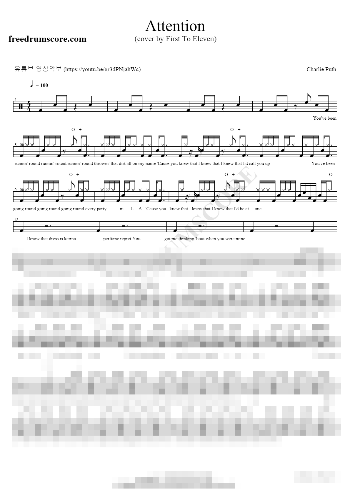 Attention Sheet Music Preview