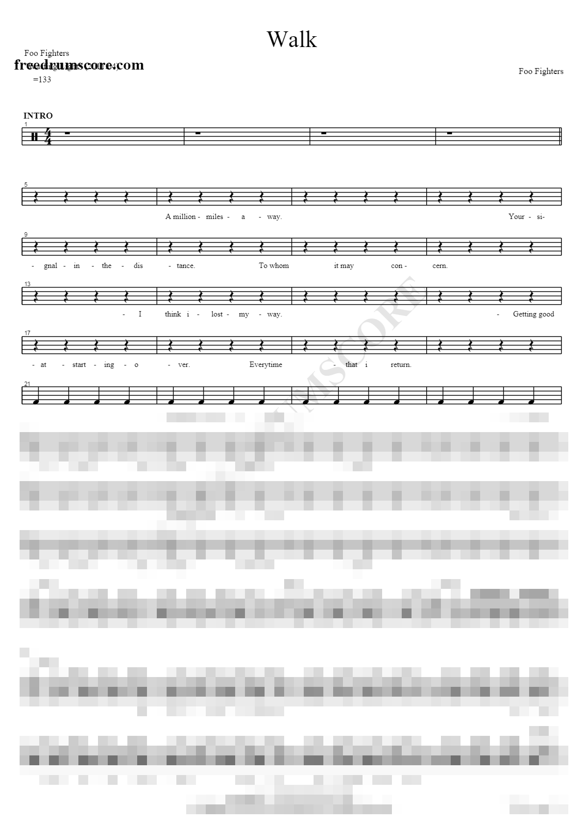 Walk Sheet Music Preview