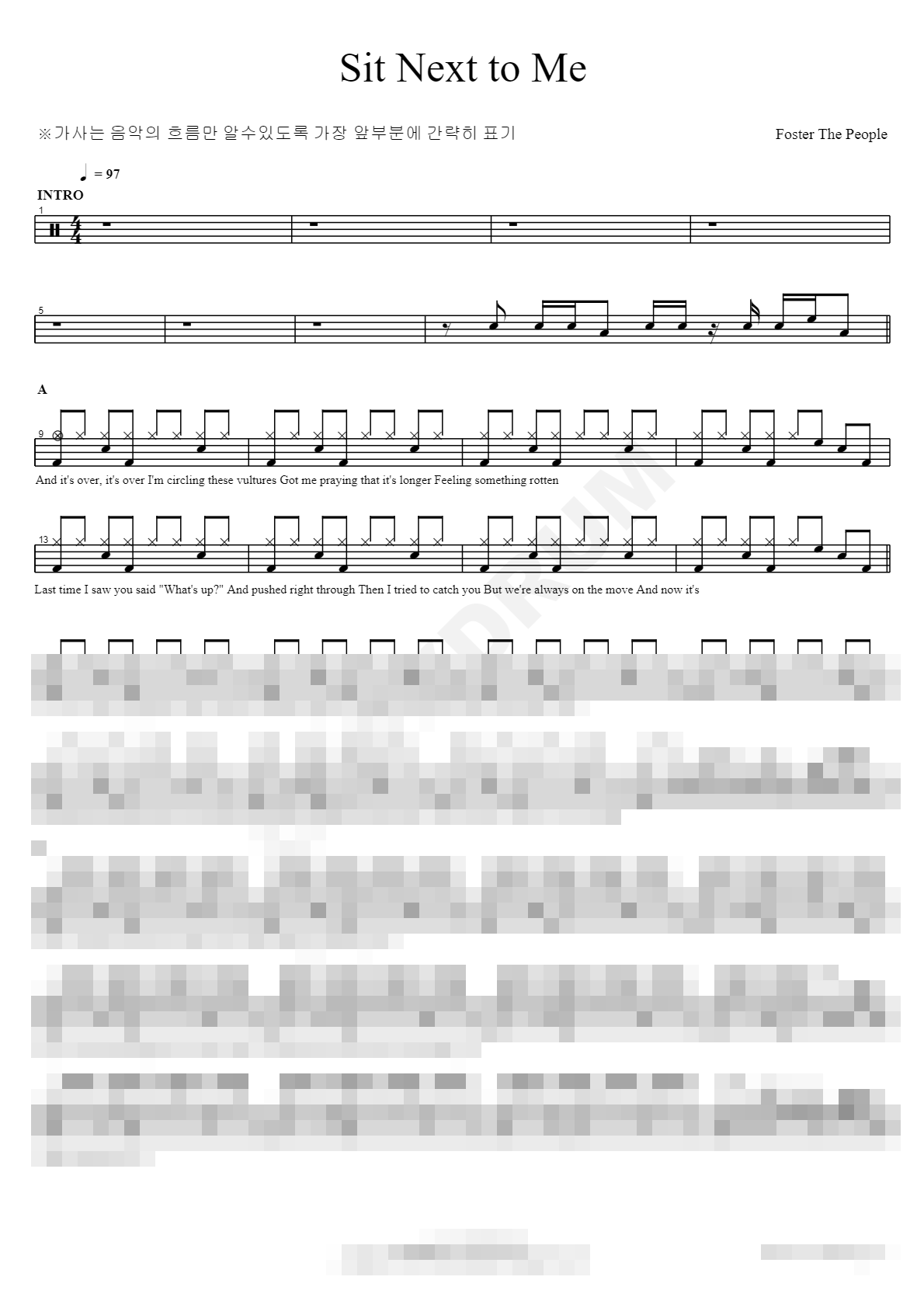 Sit Next to Me Sheet Music Preview