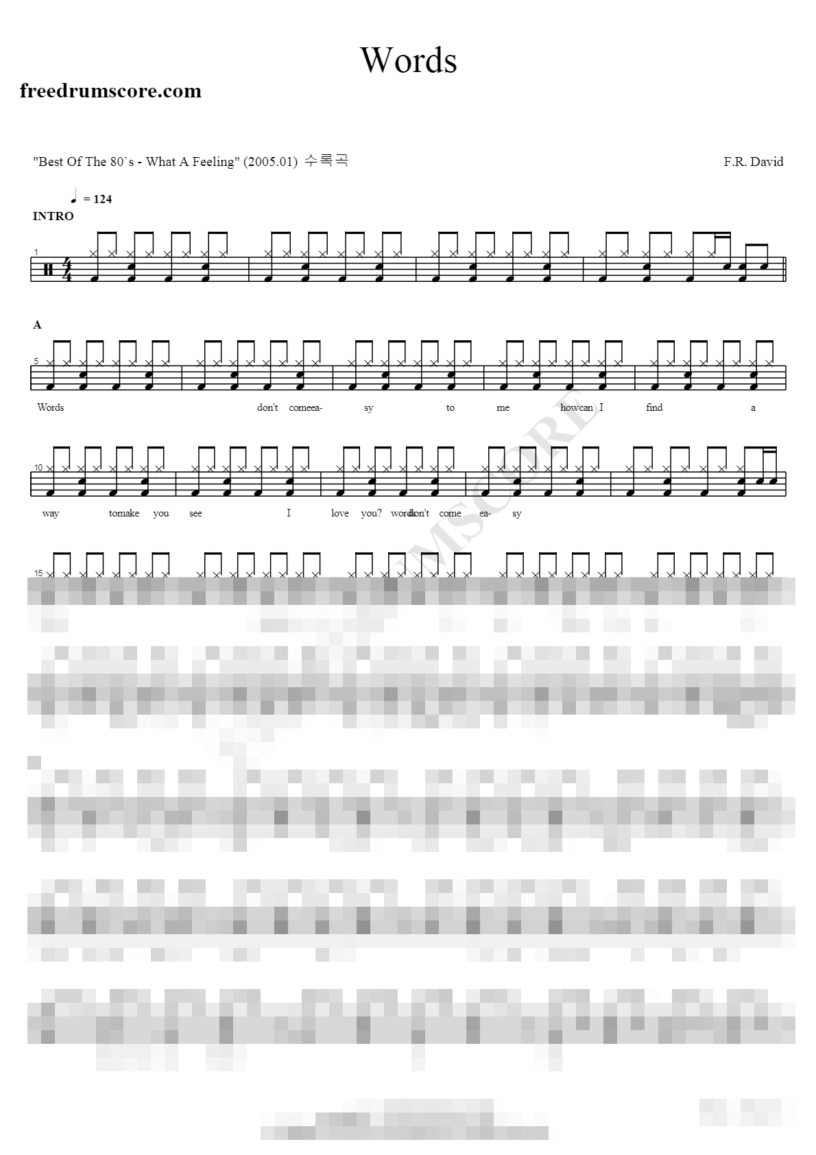 Words Sheet Music Preview