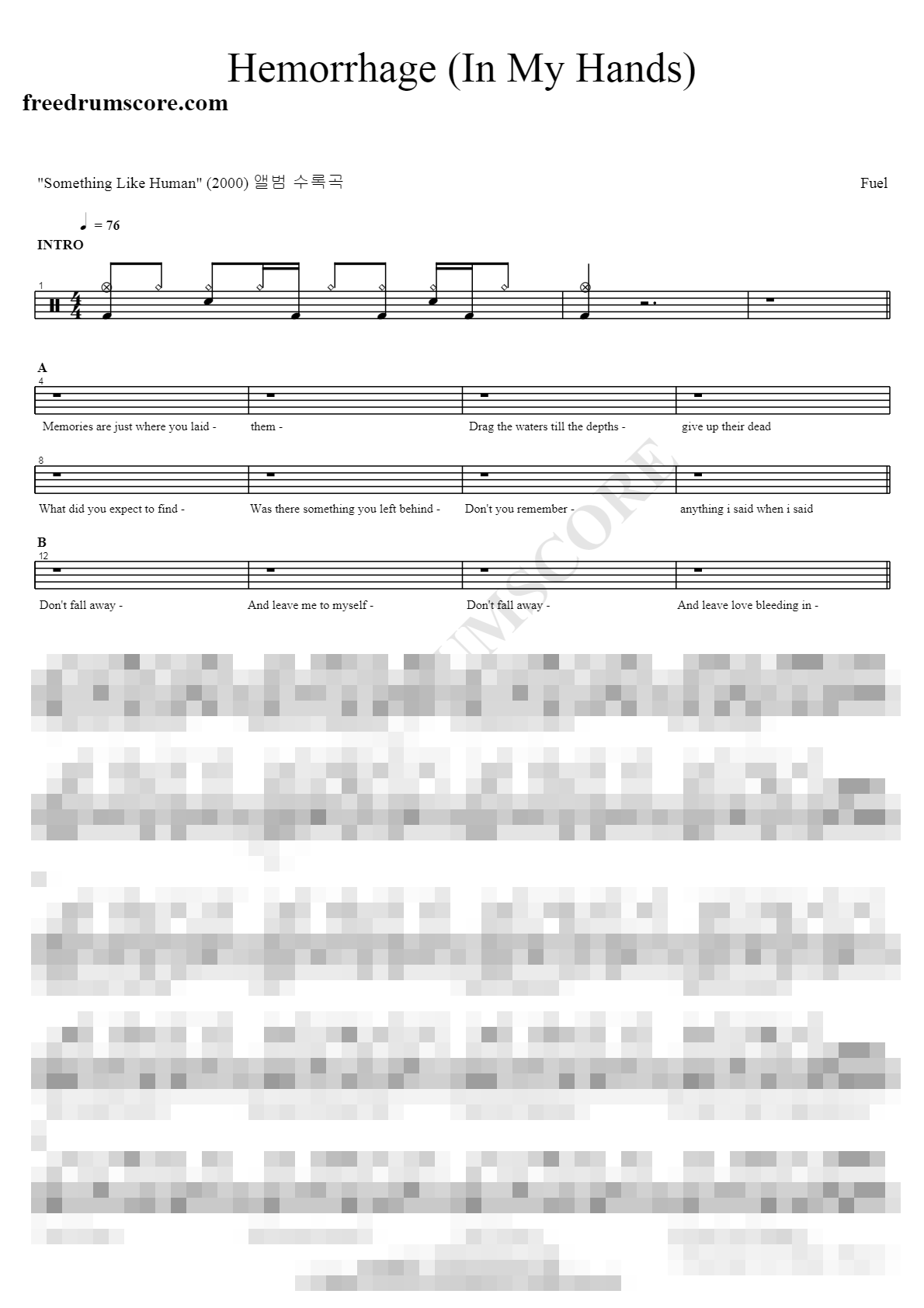 Hemorrhage Sheet Music Preview