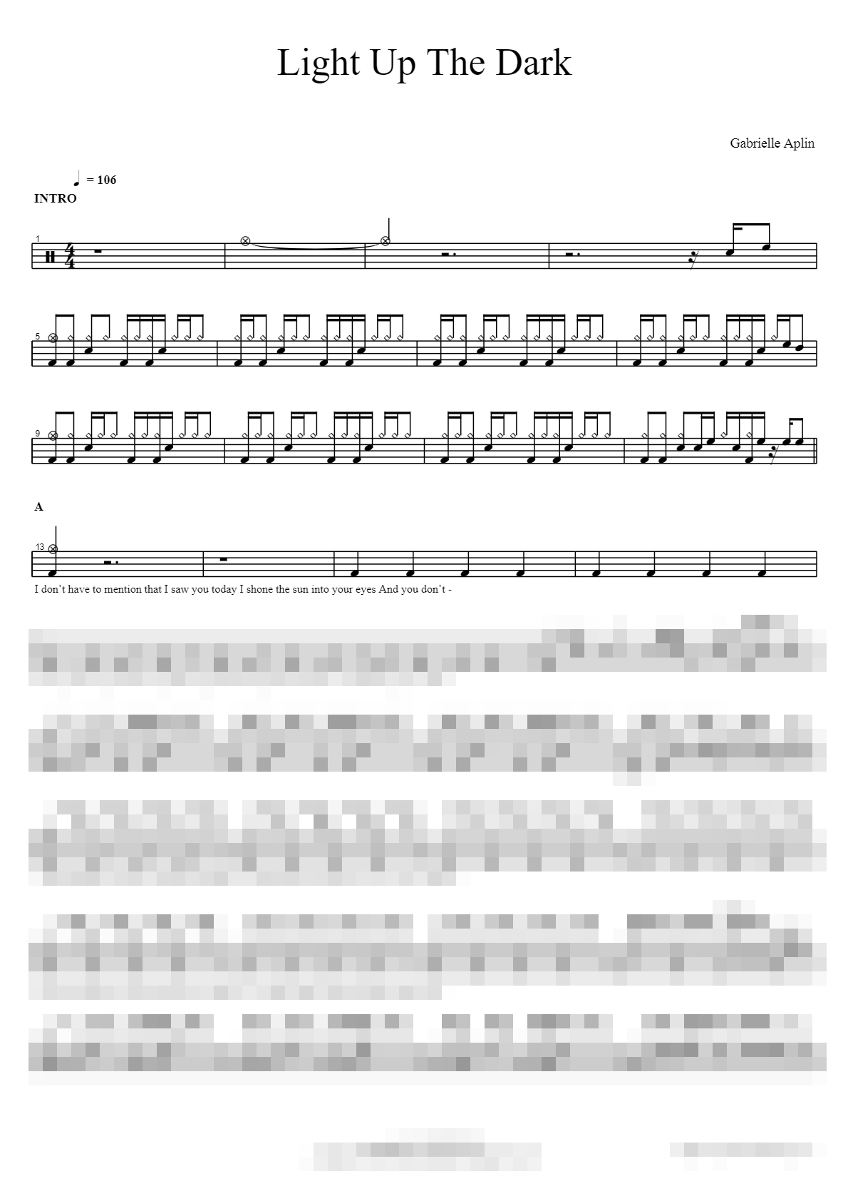 Light Up The Dark Sheet Music Preview