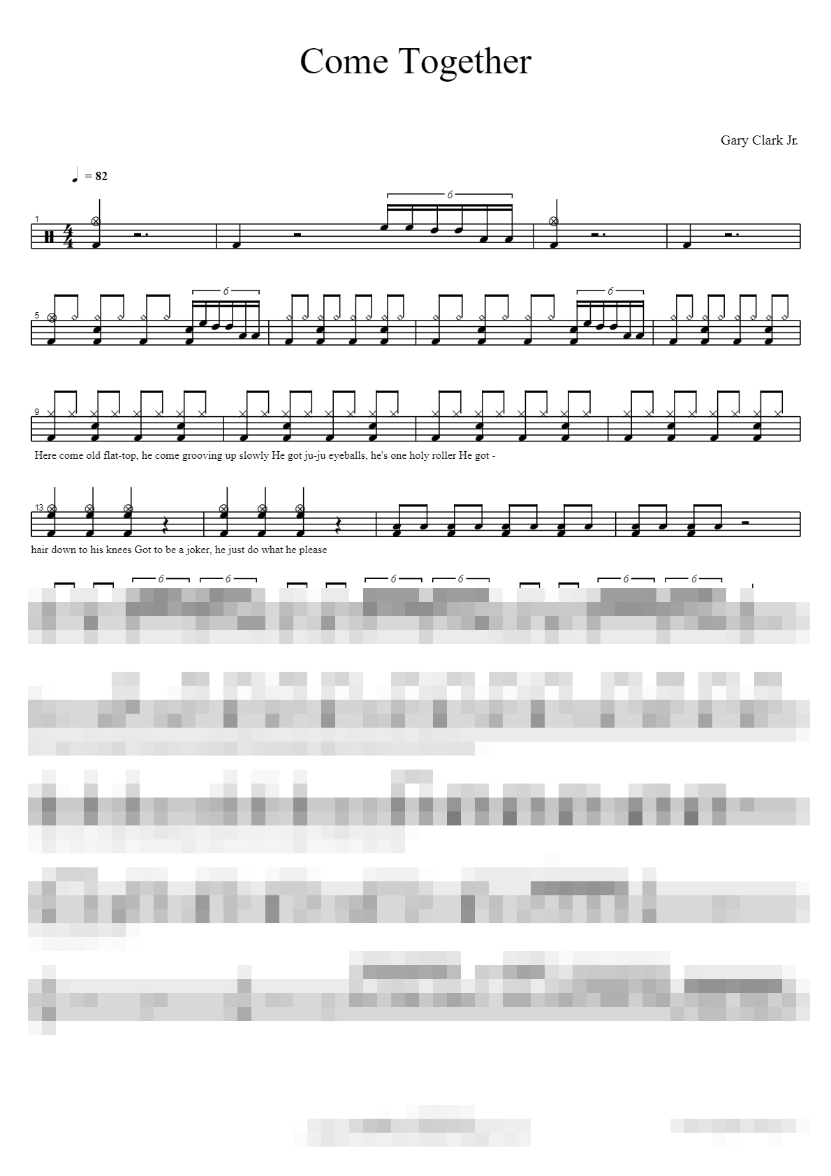 Come Together Sheet Music Preview