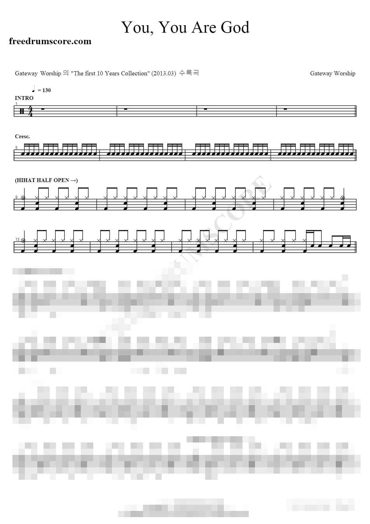 Youm You are God Sheet Music Preview