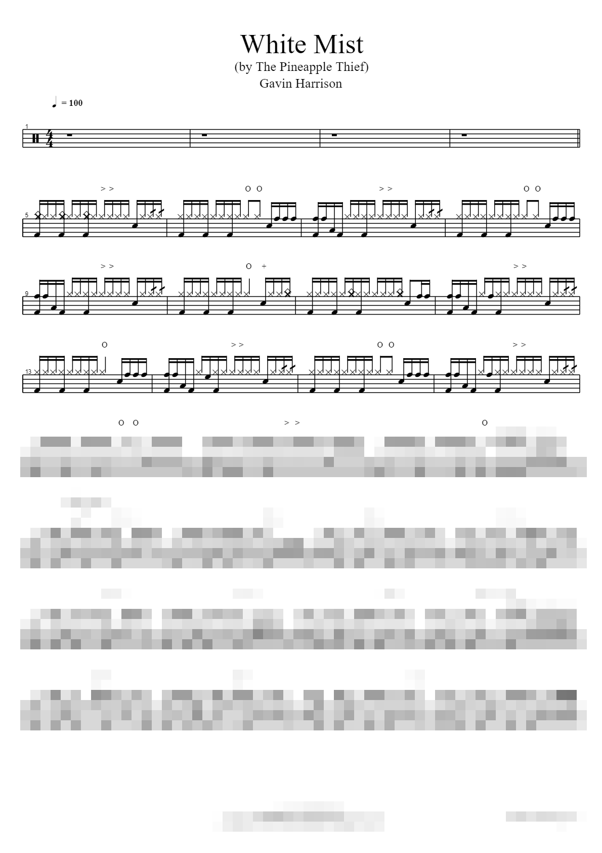White Mist (by The Pineapple Thief) Sheet Music Preview