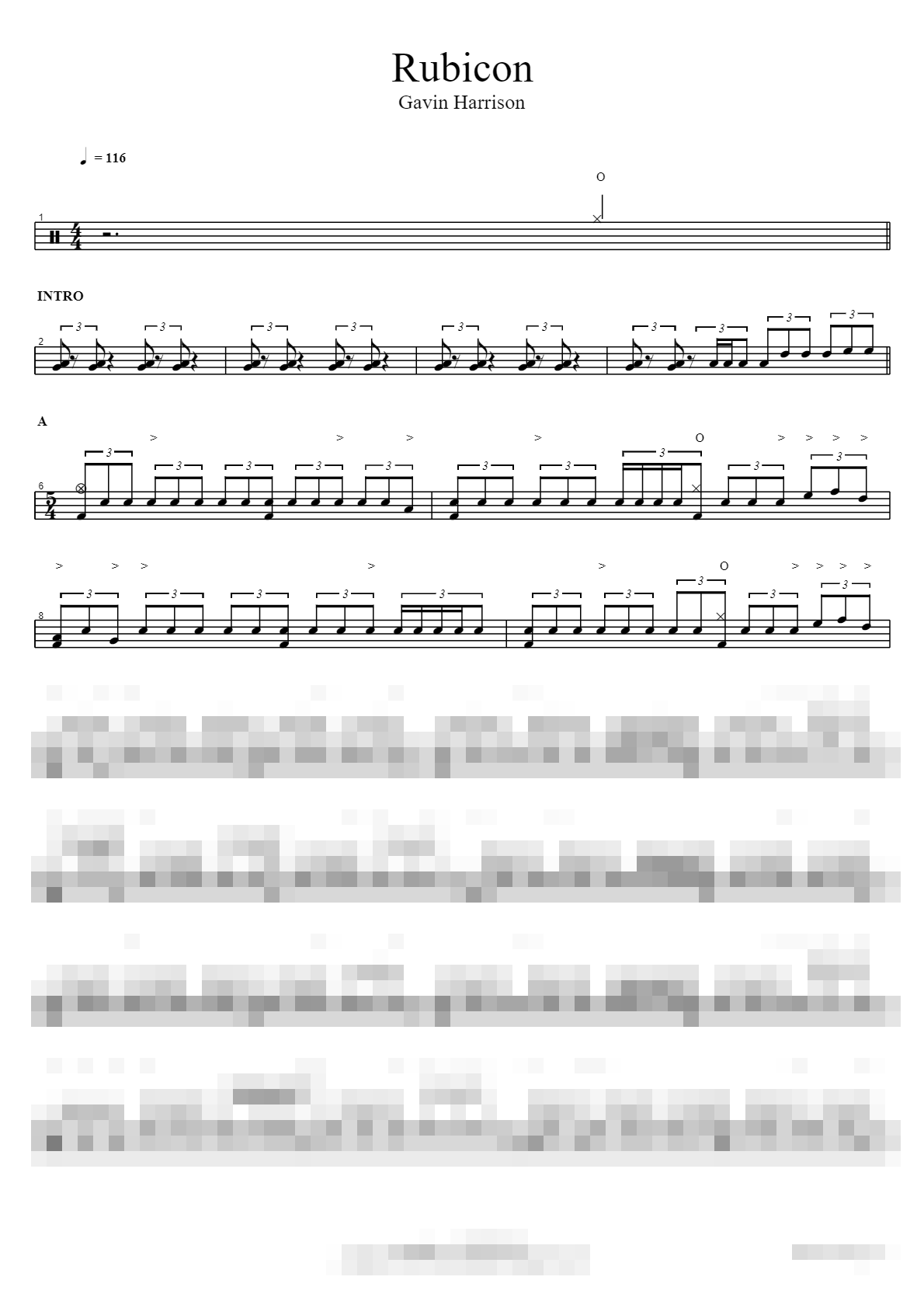 Rubicon' Drum Performance Sheet Music Preview