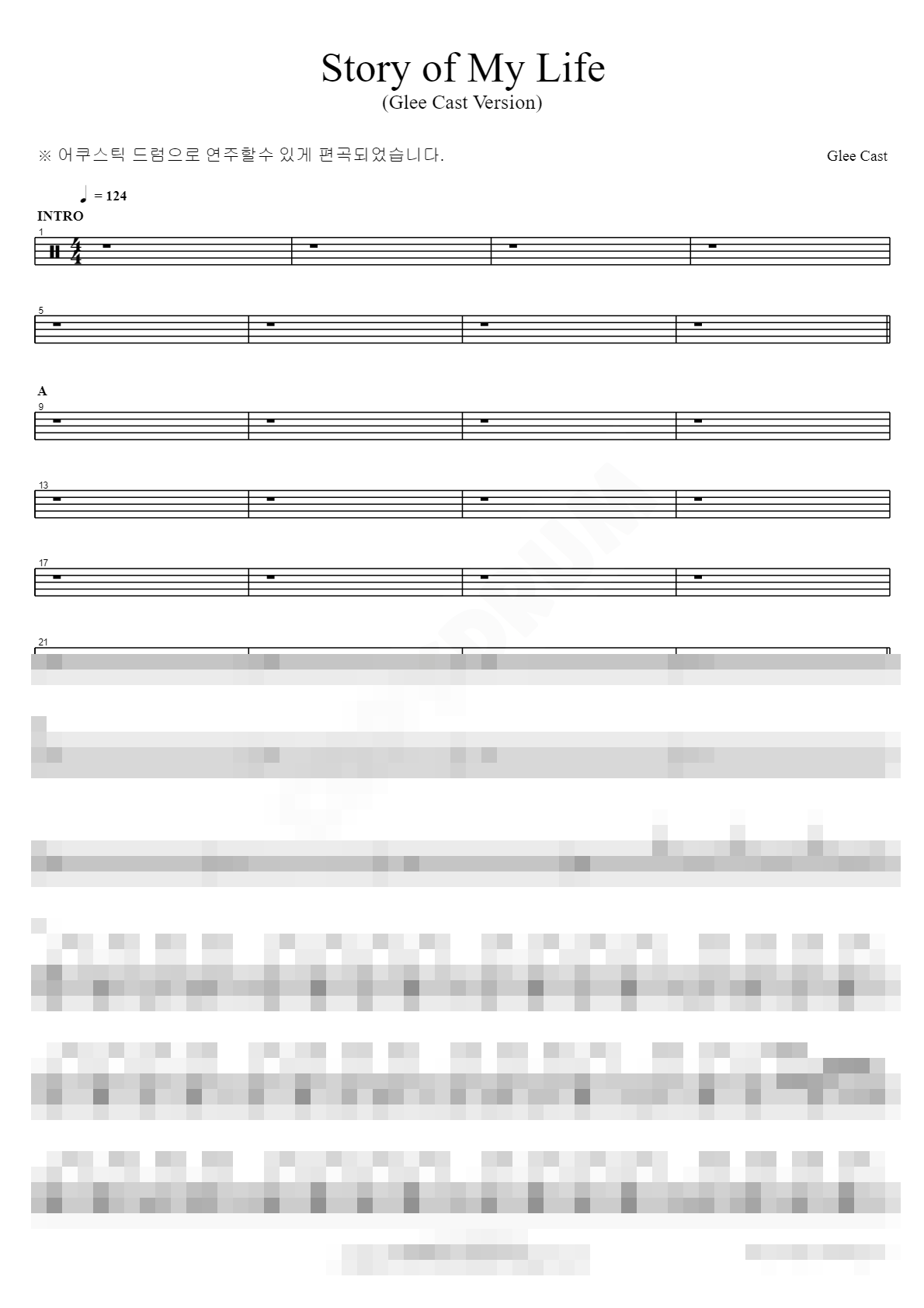Story of My Life (Glee Cast Version) Sheet Music Preview