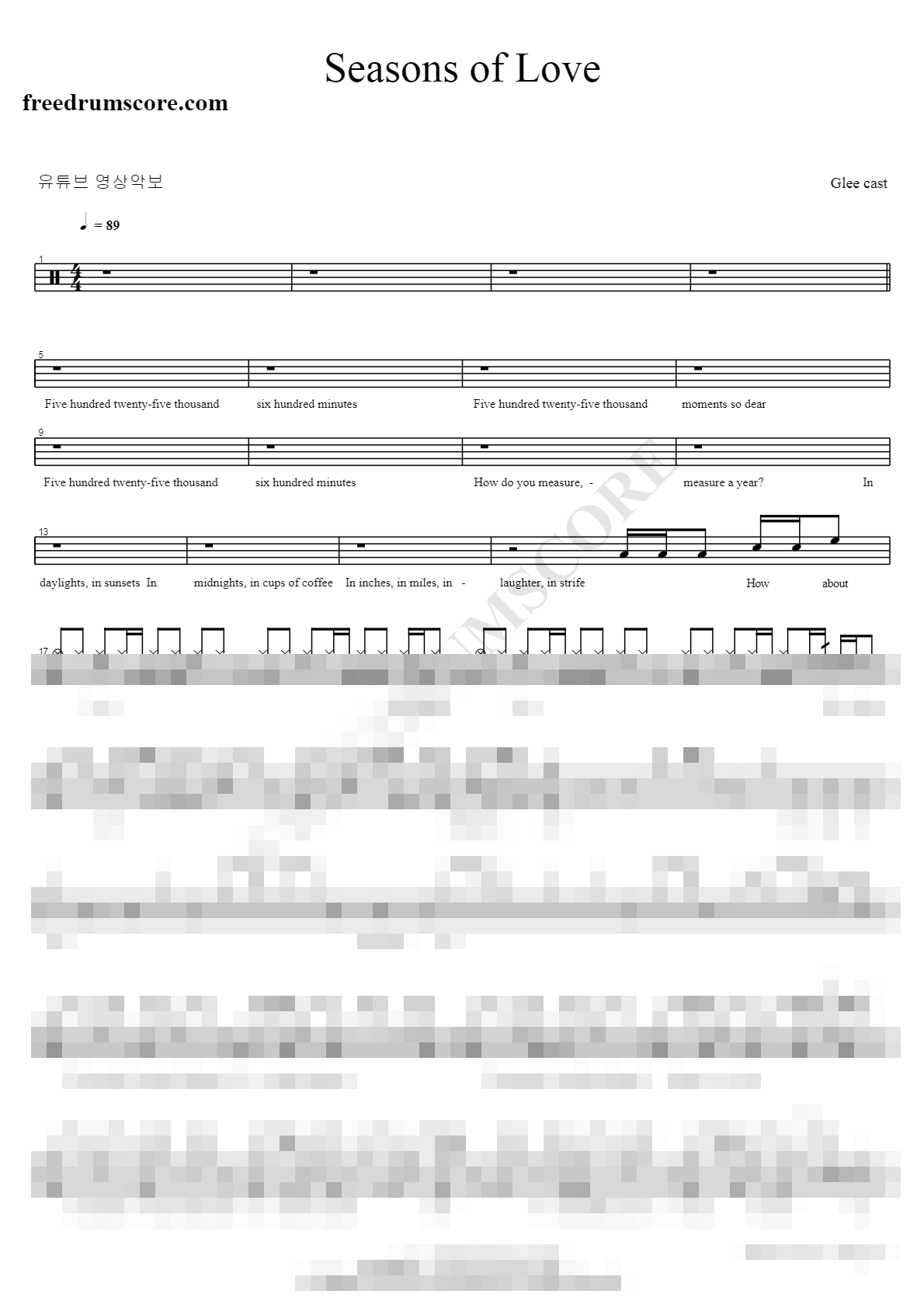 Seasons of Love Sheet Music Preview