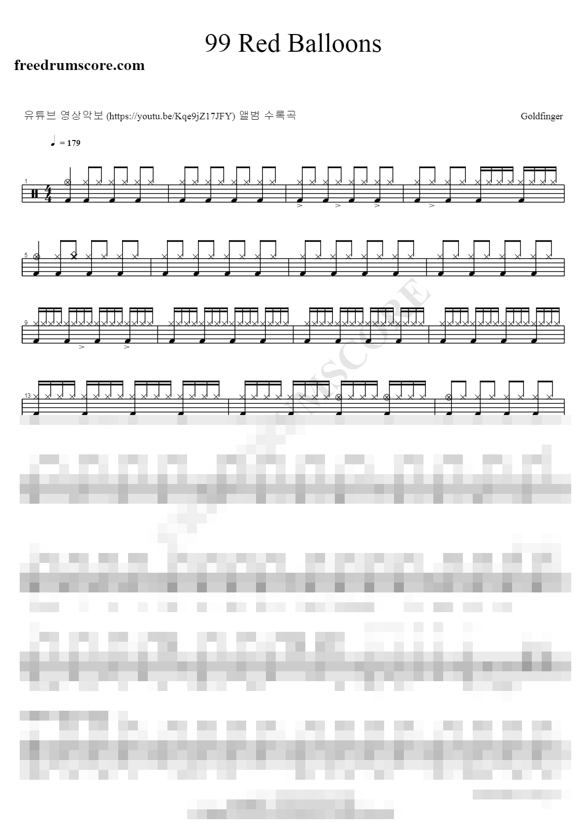 99 Red Ballons Sheet Music Preview