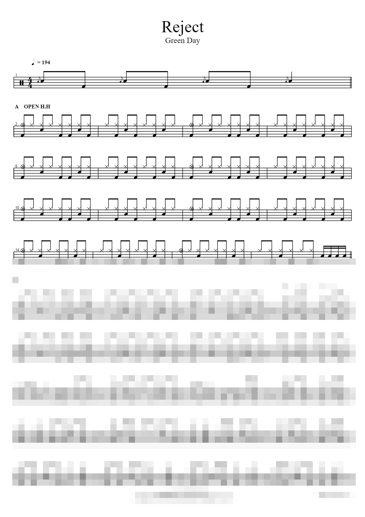 Reject Sheet Music Preview