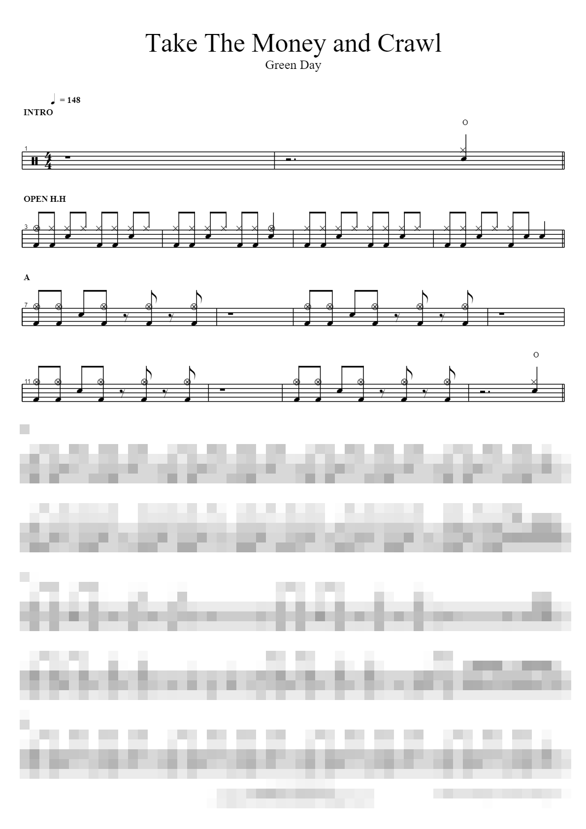 Take The Money and Crawl Sheet Music Preview