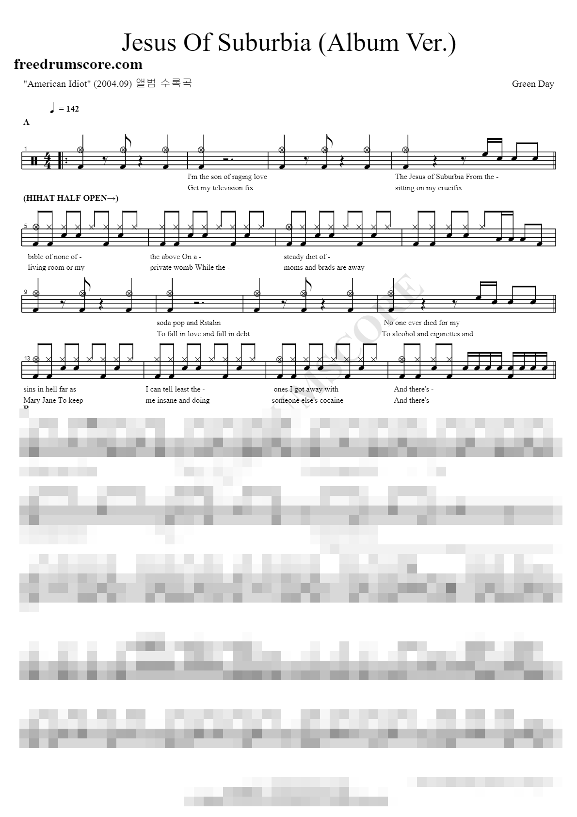 Jesus Of Suburbia (Album Ver.) Sheet Music Preview