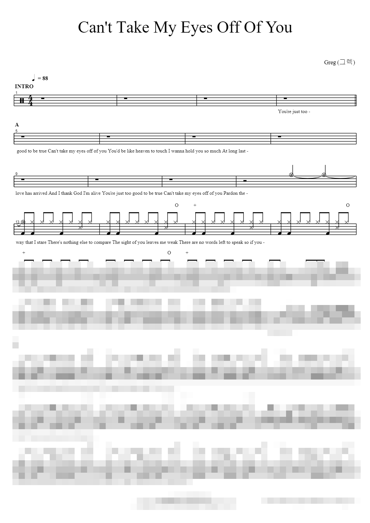 Can't Take My Eyes Off Of You Sheet Music Preview