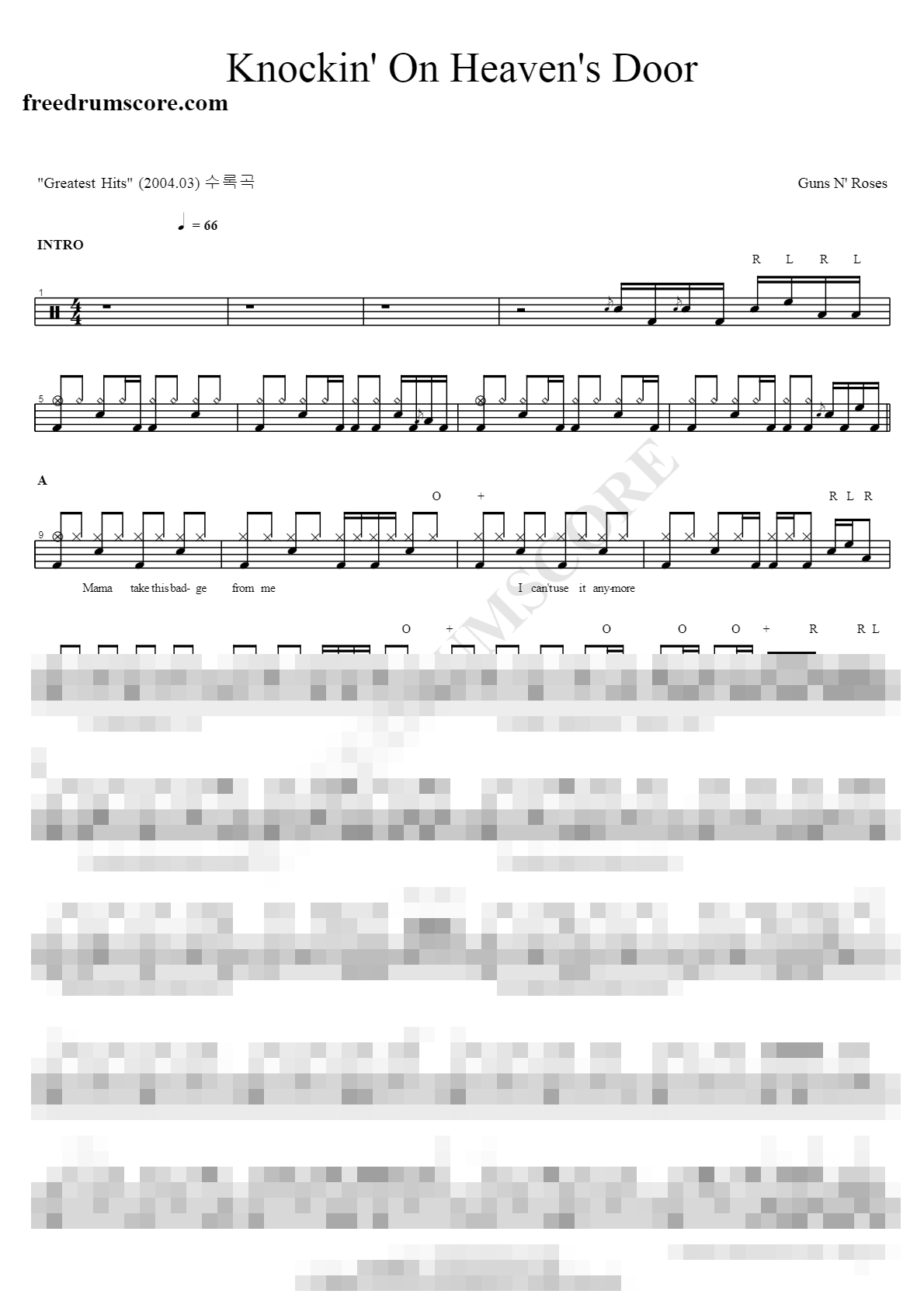 Knockin' On Heaven's Door Sheet Music Preview