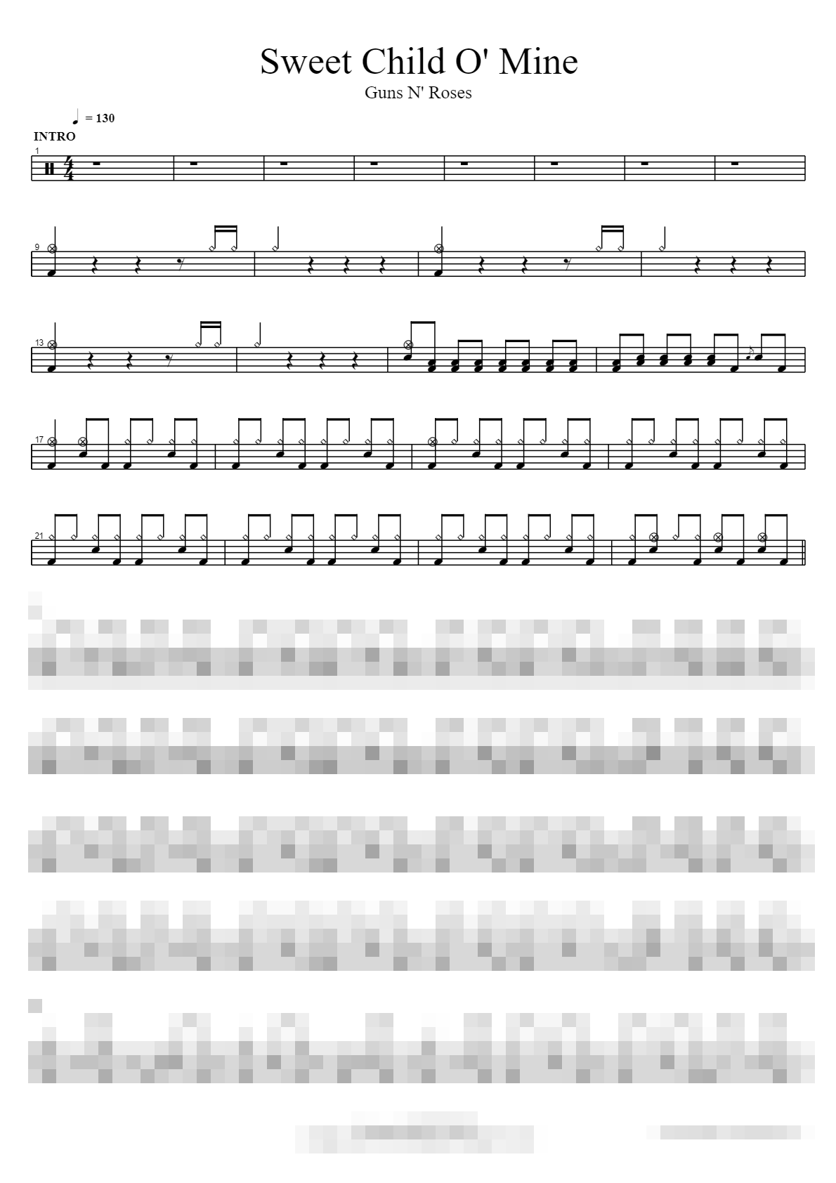 Sweet Child O' Mine Sheet Music Preview