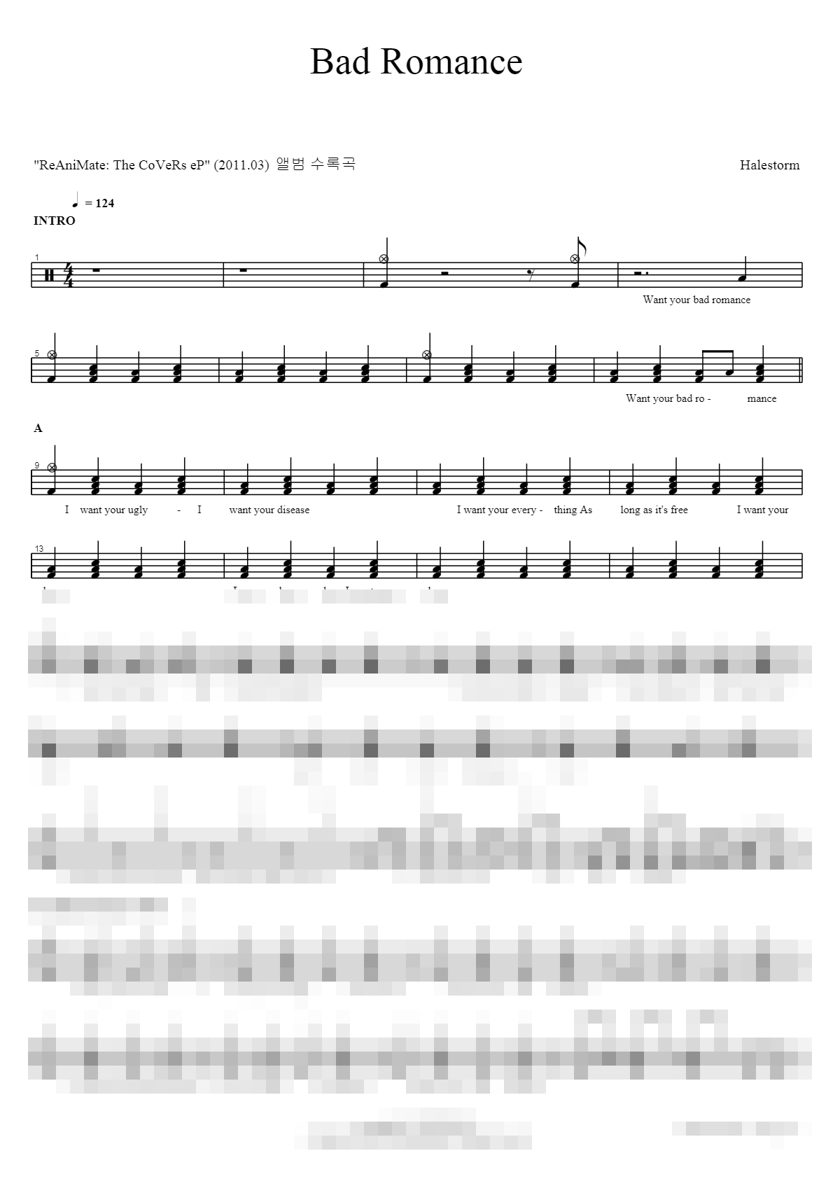 Bad Romance Sheet Music Preview