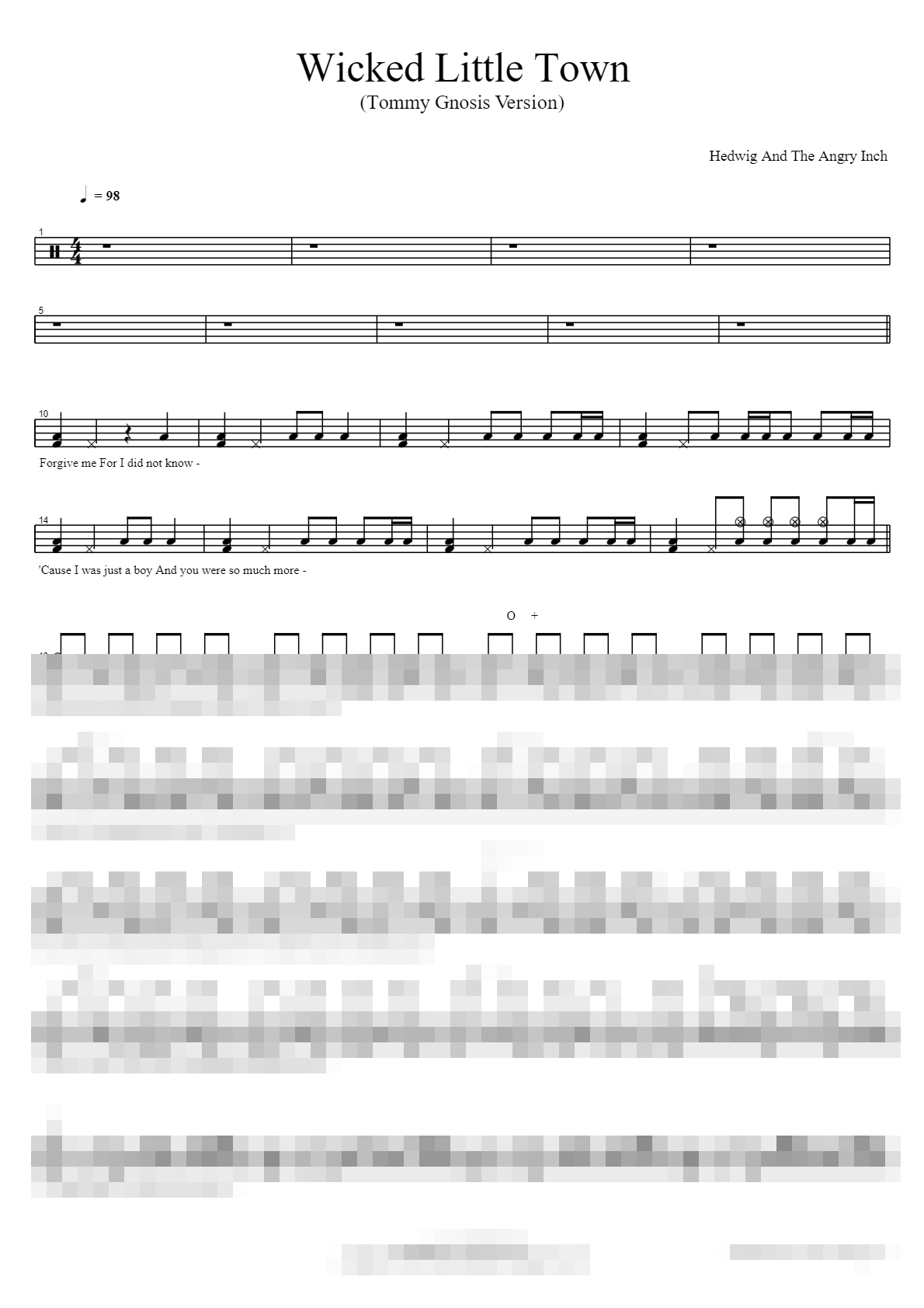 Wicked Little Town (Tommy Gnosis Version) Sheet Music Preview