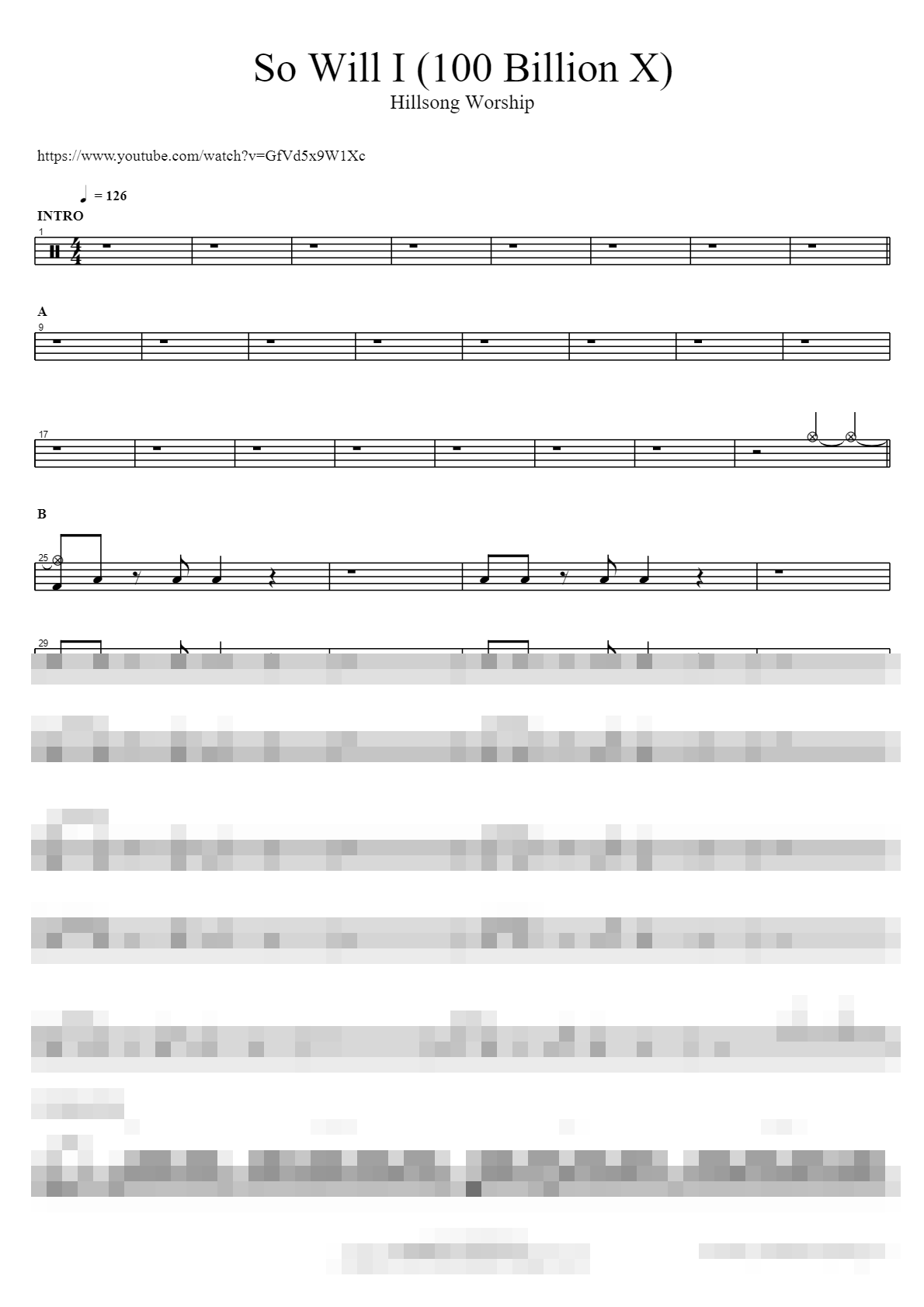 So Will I (100 Billion X) Sheet Music Preview