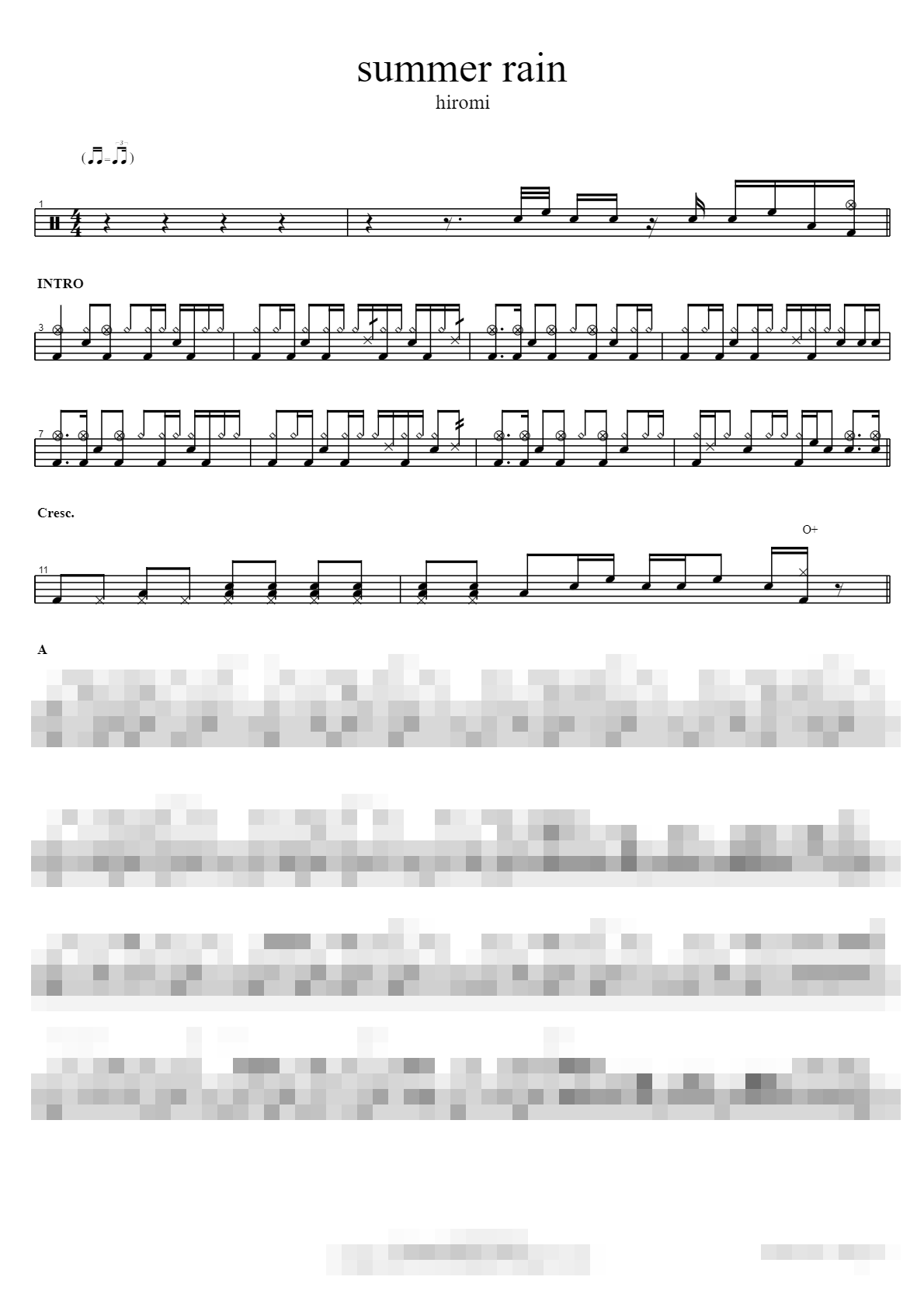summer rain Sheet Music Preview
