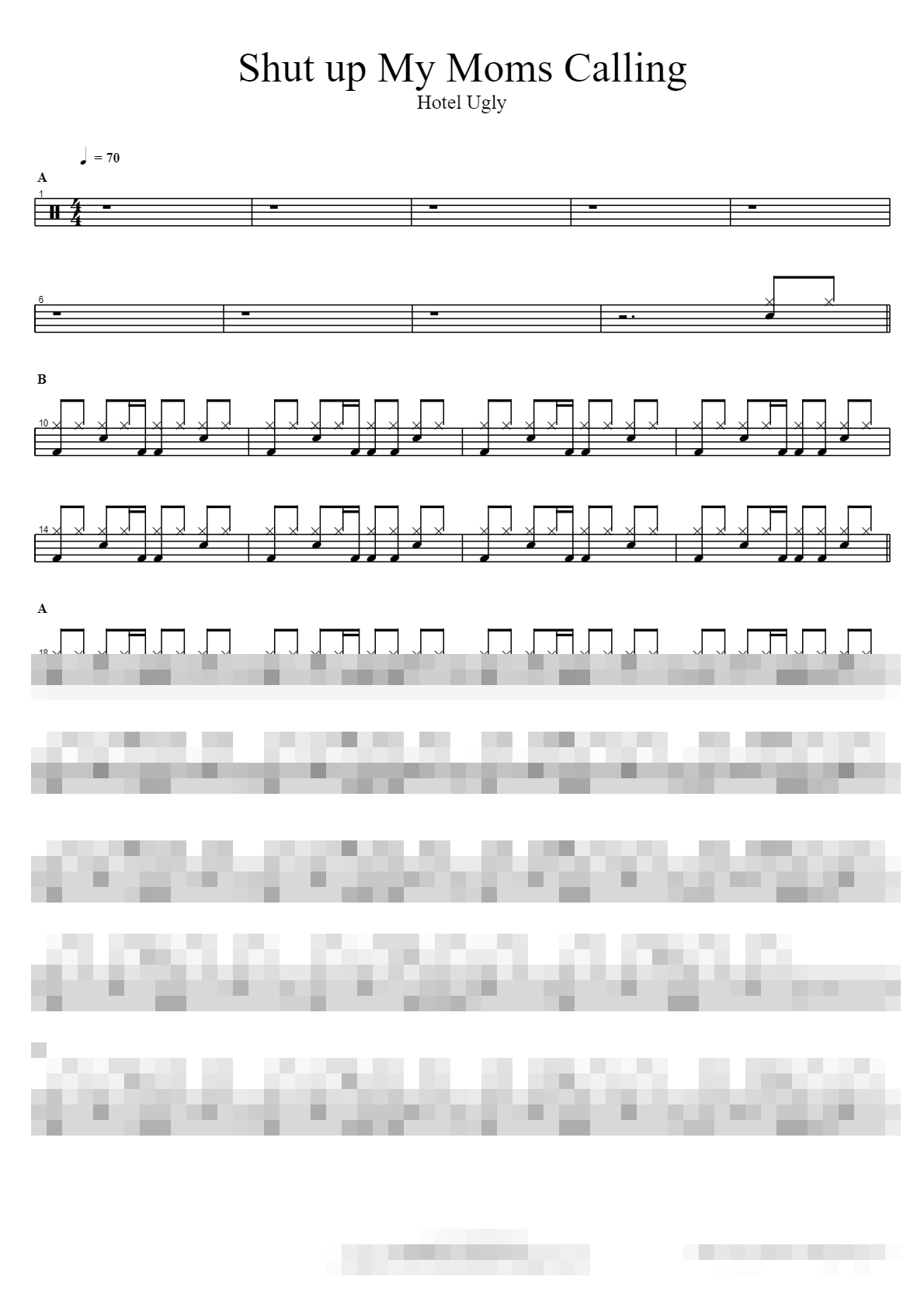 Shut up My Moms Calling Sheet Music Preview
