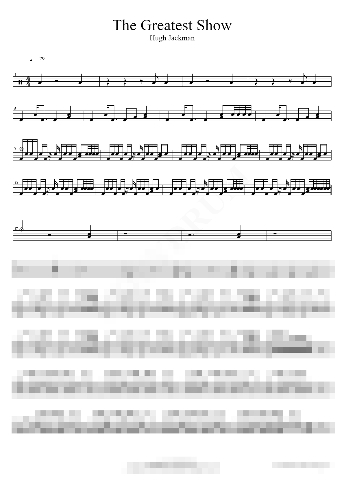 The Greatest Show Sheet Music Preview
