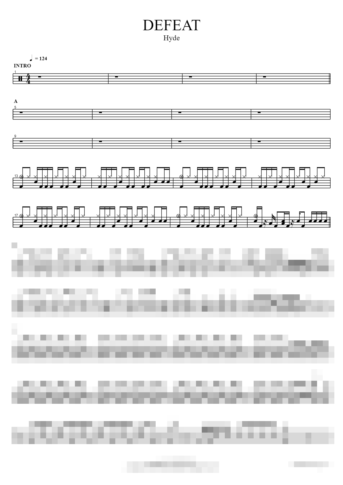 DEFEAT Sheet Music Preview