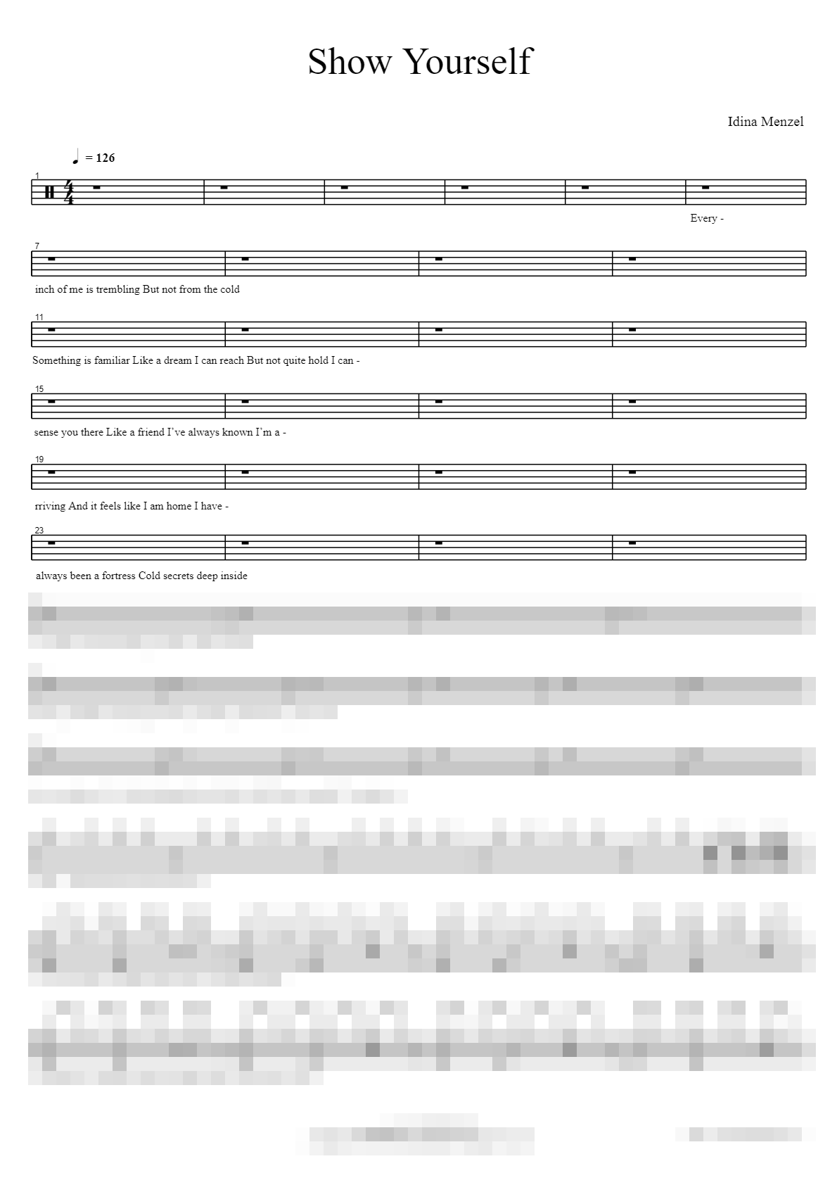 Show Yourself Sheet Music Preview