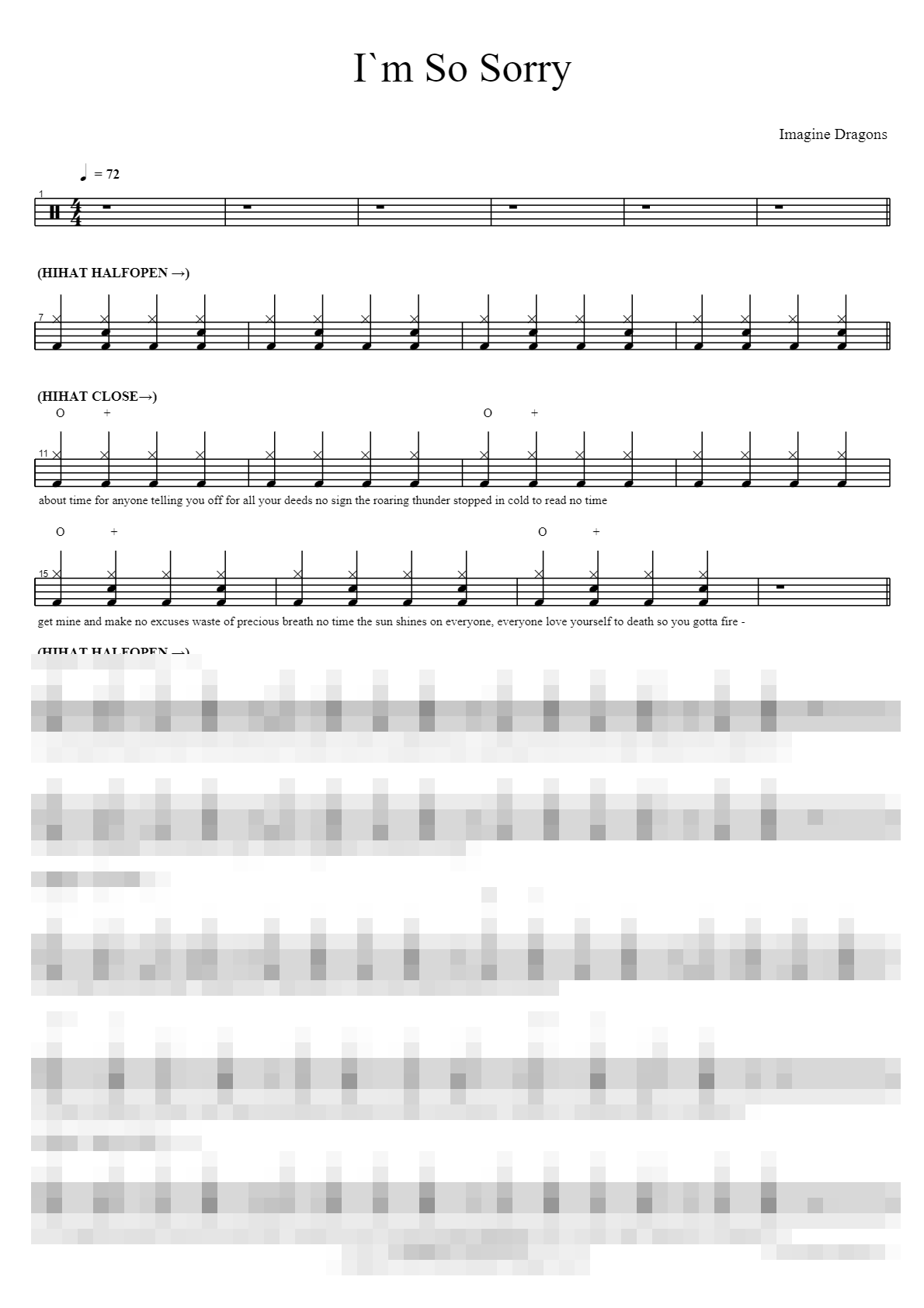 I’m So Sorry Sheet Music Preview